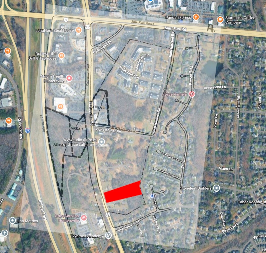 Resident context map with the proposal site highlighted in red beside neighborhood homes